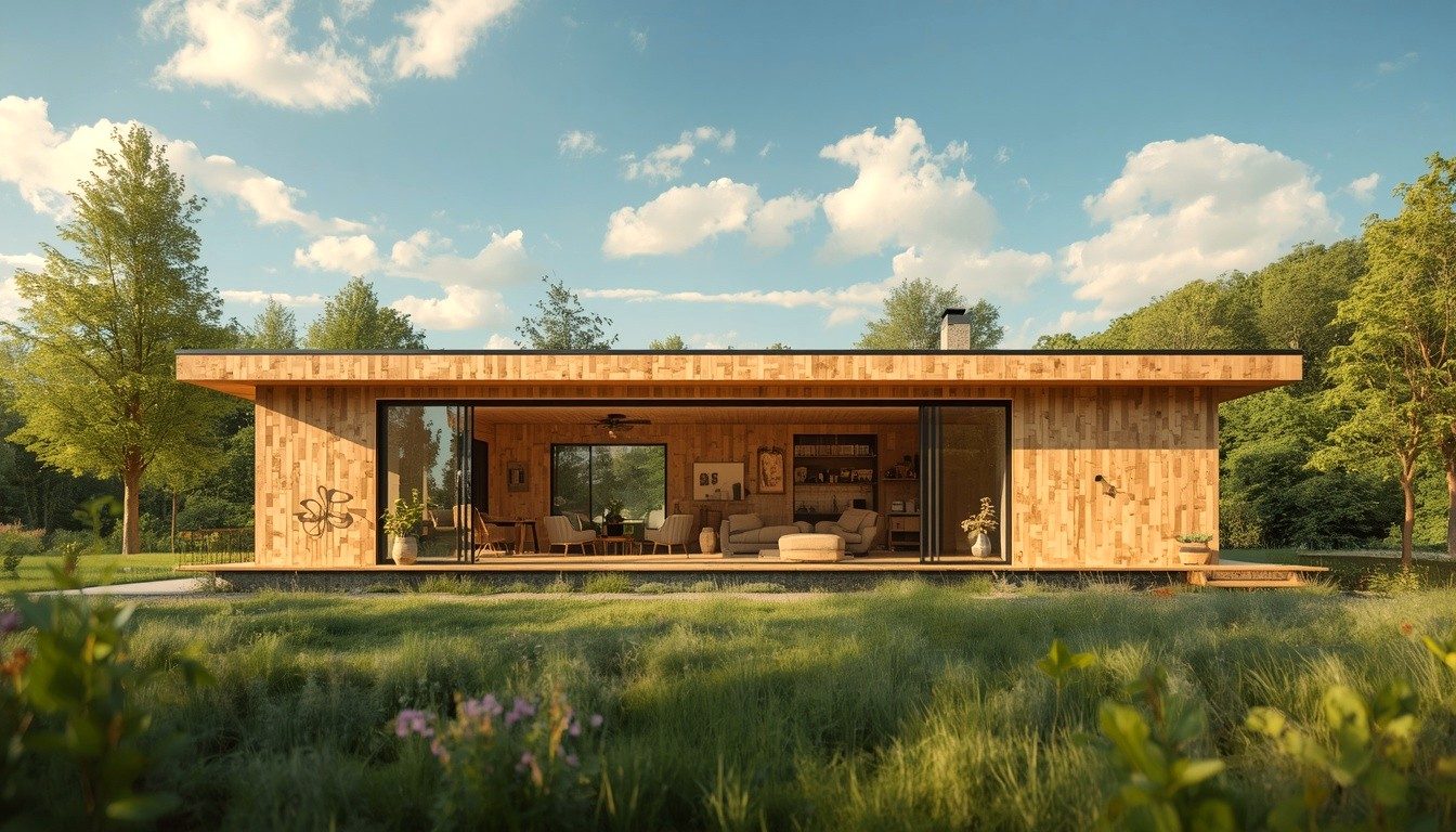 Casa modular com painéis CLT à vista